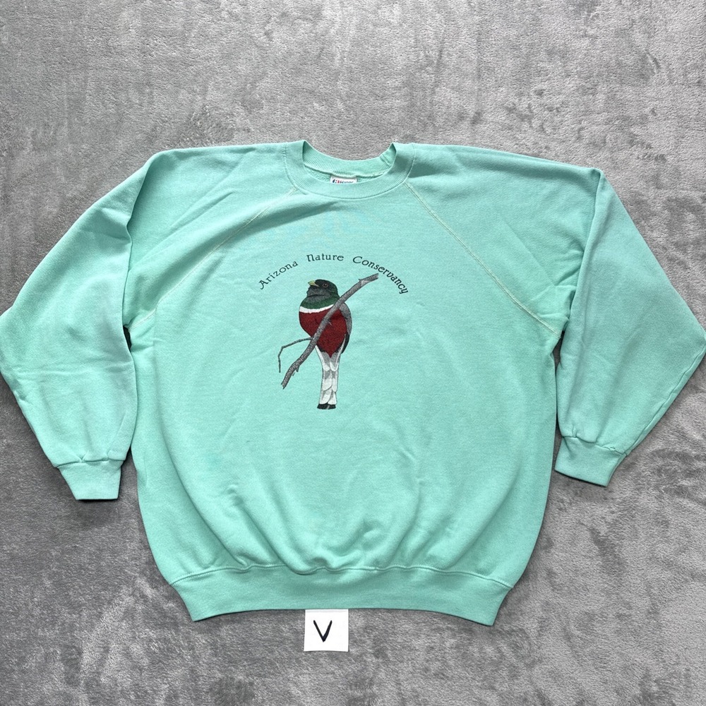 Vtg Arizona Nature Conservancy Bird Sweatshirt USA Animal Art Grunge 90s Size L